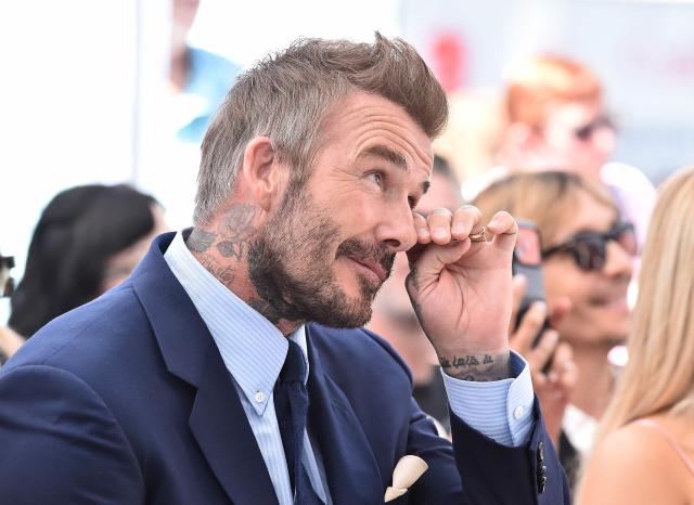 English former footballer David Beckham reacts during his Hollywood Walk of Fame star ceremony in Hollywood, California, on June 12, 2026. (Photo by LISA O'CONNOR / AFP)