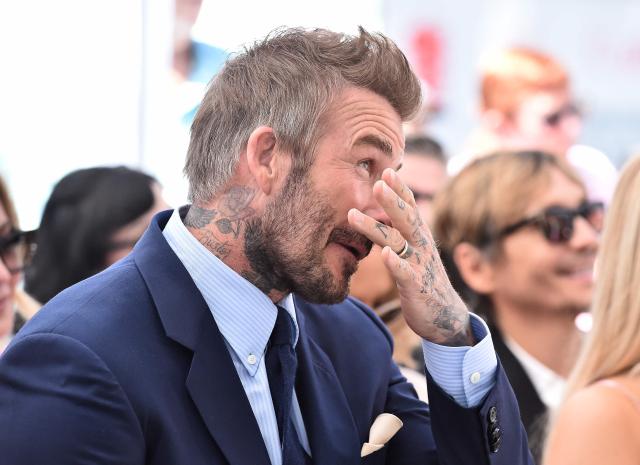 English former footballer David Beckham reacts during his Hollywood Walk of Fame star ceremony in Hollywood, California, on June 12, 2026. (Photo by LISA O'CONNOR / AFP)