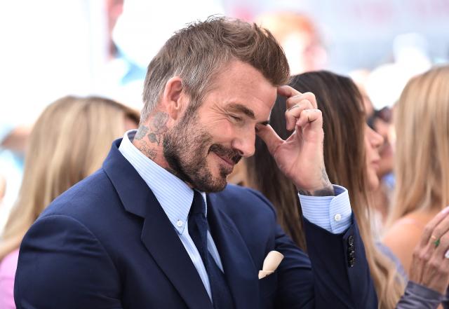 English former footballer David Beckham reacts during his Hollywood Walk of Fame star ceremony in Hollywood, California, on June 12, 2026. (Photo by LISA O'CONNOR / AFP)