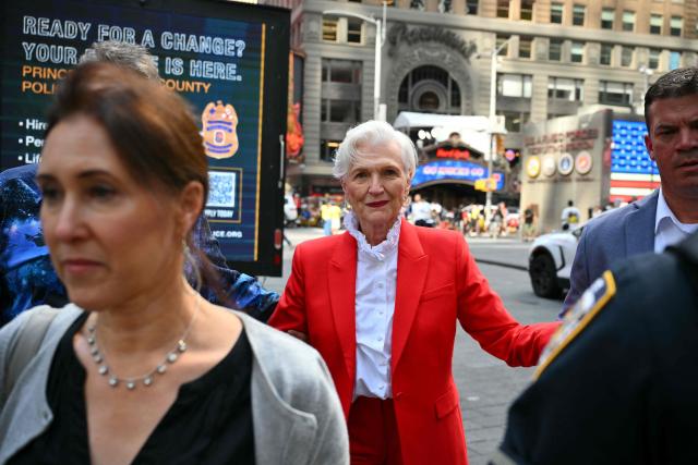Maye Musk, mother of Elon Musk, arrives at the Nasdaq MarketSite to attend the closing bell after the launch of SpaceX’s initial public offering (IPO) in New York on June 12, 2026. Shares in Elon Musk's SpaceX jumped as much as 30 percent on their trading debut after the biggest IPO in history, making the polarizing entrepreneur the world's first trillionaire as he vowed to take humanity to Mars. (Photo by ANGELA WEISS / AFP)
