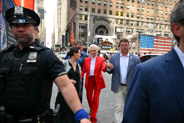 Maye Musk, mother of Elon Musk, arrives at the Nasdaq MarketSite to attend the closing bell after the launch of SpaceX’s initial public offering (IPO) in New York on June 12, 2026. Shares in Elon Musk's SpaceX jumped as much as 30 percent on their trading debut after the biggest IPO in history, making the polarizing entrepreneur the world's first trillionaire as he vowed to take humanity to Mars. (Photo by ANGELA WEISS / AFP)