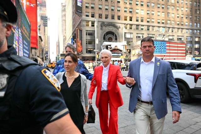 Maye Musk, mother of Elon Musk, arrives at the Nasdaq MarketSite to attend the closing bell after the launch of SpaceX’s initial public offering (IPO) in New York on June 12, 2026. Shares in Elon Musk's SpaceX jumped as much as 30 percent on their trading debut after the biggest IPO in history, making the polarizing entrepreneur the world's first trillionaire as he vowed to take humanity to Mars. (Photo by ANGELA WEISS / AFP)