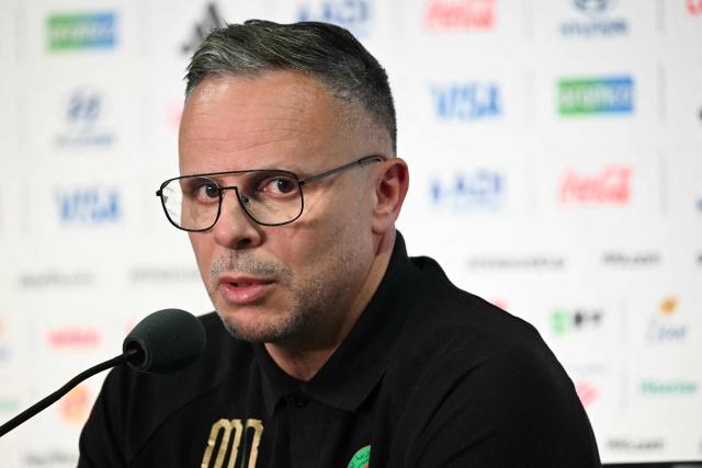 Morocco's head coach Mohamed Ouahbi speaks during a press conference at the New York/New Jersey Stadium in East Rutherford on June 12, 2026, on the eve of the 2026 World Cup football match between Brazil and Morocco. (Photo by Mauro PIMENTEL / AFP)