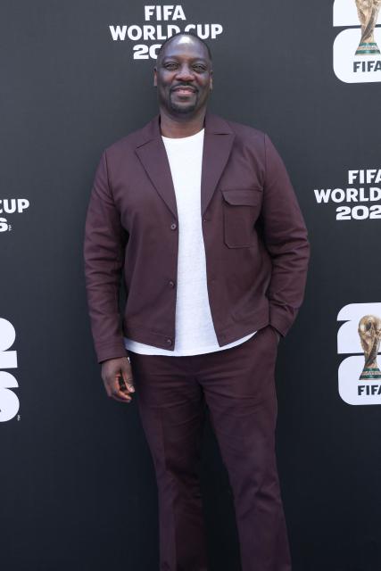 British actor Adewale Akinnuoye-Agbaje arrives for the 2026 World Cup Group D football match between USA and Paraguay at the Los Angeles Stadium in Inglewood, California, on June 12, 2026. (Photo by VALERIE MACON / AFP)