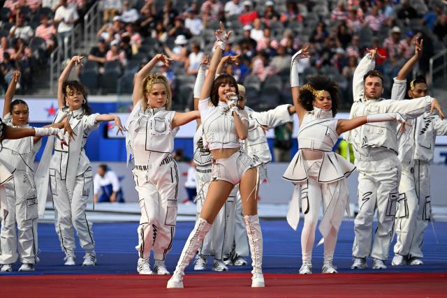 Thai rapper Lisa performs during the opening ceremony of the 2026 World Cup football tournament ahead of the Group D football match between USA and Paraguay at the Los Angeles Stadium in Inglewood on June 12, 2026. (Photo by Patrick T. Fallon / AFP)