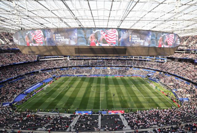 This view shows Los Angeles Stadium ahead of the 2026 World Cup Group D football match between USA and Paraguay at the Los Angeles Stadium in Inglewood on June 12, 2026. (Photo by Valerie MACON / AFP)