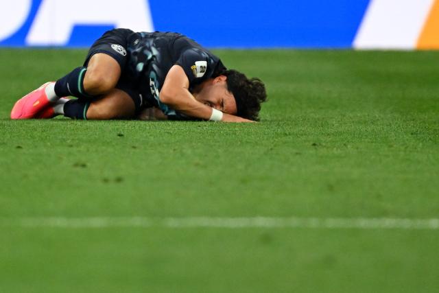 Paraguay's midfielder #11 Mauricio reacts on the pitch during the 2026 World Cup Group D football match between USA and Paraguay at the Los Angeles Stadium in Inglewood on June 12, 2026. (Photo by Patrick T. Fallon / AFP)