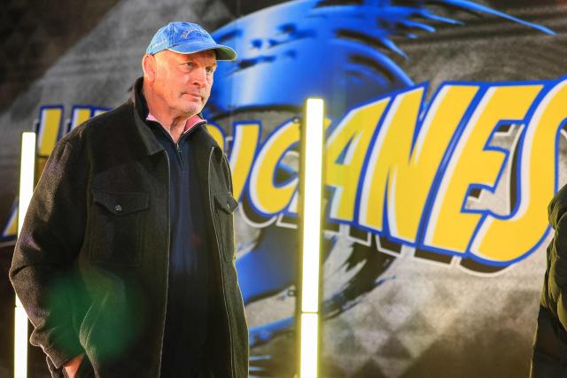 Blues head coach Vern Cotter looks on ahead of the Super Rugby Pacific semi-final match between the Wellington Hurricanes and Auckland Blues in Wellington on June 13, 2026. (Photo by Grant Down / AFP)