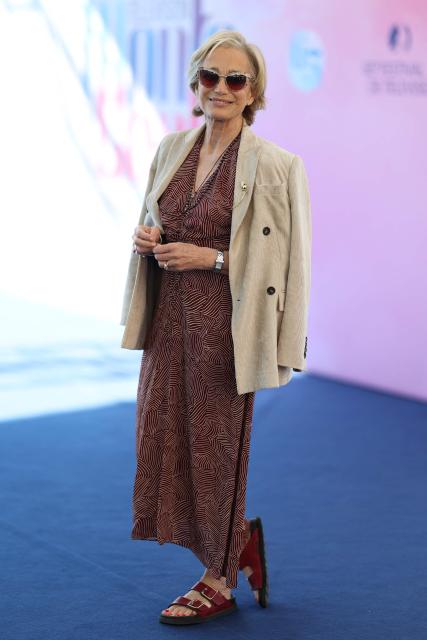Kristin Scott Thomas poses as part of the 65th Monte-Carlo Television Festival in the principality of Monaco on June 13, 2026. (Photo by Valery HACHE / AFP)