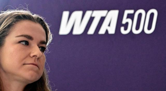 Czech Republic's Karolina Muchova looks on during a press conference in Berlin on June 13, 2026, ahead of the WTA500 Berlin Tennis Open tournament starting on June 15. (Photo by Tobias SCHWARZ / AFP)