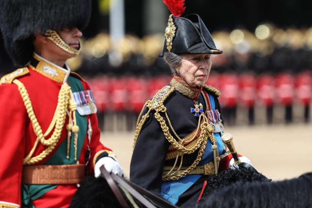 Britain's Princess Anne, Princess Royal takes part in the King's Birthday Parade "Trooping the Colour" in London on June 13, 2026. (Photo by Toby Shepheard / AFP)