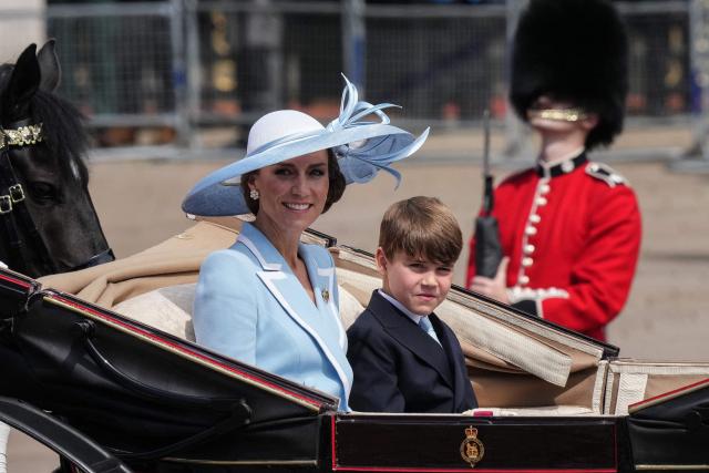 Britain's Catherine, Princess of Wales and Britain's Prince Louis of Wales arrives to attend the King's Birthday Parade "Trooping the Colour" in London on June 13, 2026. (Photo by CARLOS JASSO / AFP)