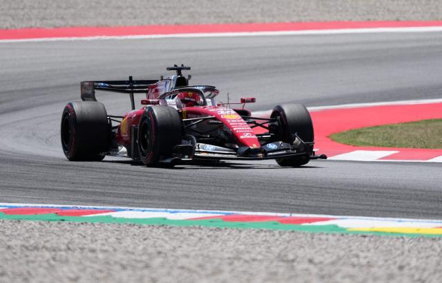 Ferrari's Monegasque driver Charles Leclerc takes part in the third practice session at the Circuit de Catalunya ahead of the Catalonia Formula One Grand Prix in Montmelo, on the outskirts of Barcelona on June 13, 2026. (Photo by Manaure QUINTERO / AFP)