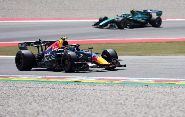 Red Bull Racing's French driver Isack Hadjar takes part in the third practice session at the Circuit de Catalunya ahead of the Catalonia Formula One Grand Prix in Montmelo, on the outskirts of Barcelona on June 13, 2026. (Photo by Manaure QUINTERO / AFP)