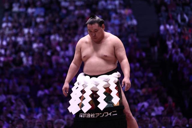 A Sumo wrestler take parts in the opening ceremony ahead of the day 1 of the 2026 MUFG Paris Sumo Tournament, in Paris on June 13, 2026. (Photo by Behrouz MEHRI / AFP)