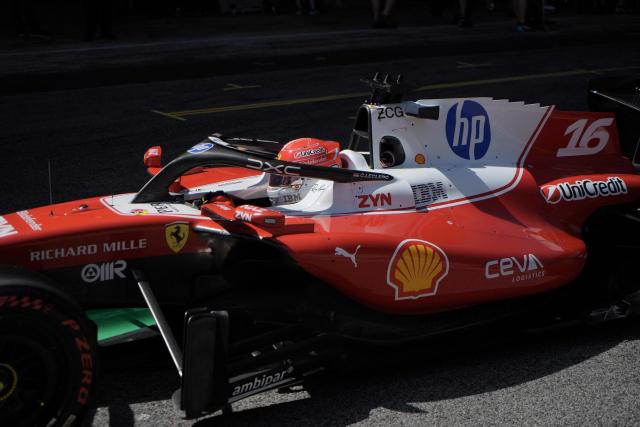 Ferrari's Monegasque driver Charles Leclerc leaves the pit lane to compete in the qualifying session at the Circuit de Catalunya ahead of the Catalonia Formula One Grand Prix in Montmelo, on the outskirts of Barcelona, on June 13, 2026. (Photo by Manaure QUINTERO / POOL / AFP)