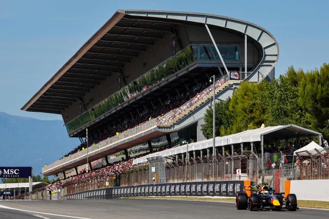 Red Bull Racing's Dutch driver Max Verstappen takes part in the qualifying session at the Circuit de Catalunya ahead of the Catalonia Formula One Grand Prix in Montmelo, on the outskirts of Barcelona, on June 13, 2026. (Photo by Josep LAGO / AFP)