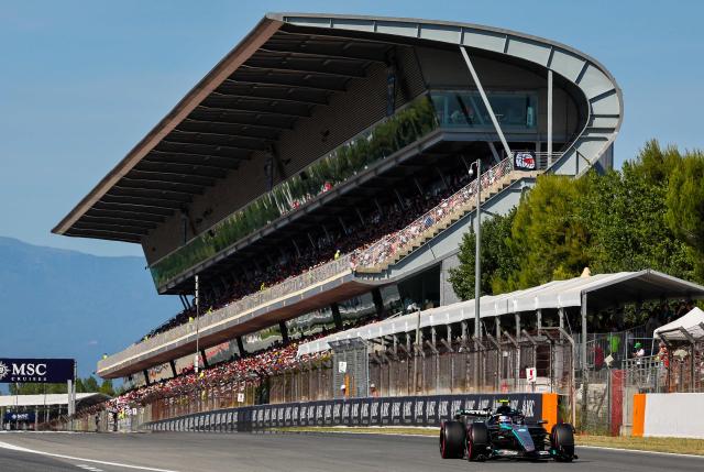 Mercedes' Italian driver Kimi Antonelli takes part in the qualifying session at the Circuit de Catalunya ahead of the Catalonia Formula One Grand Prix in Montmelo, on the outskirts of Barcelona, on June 13, 2026. (Photo by Josep LAGO / AFP)