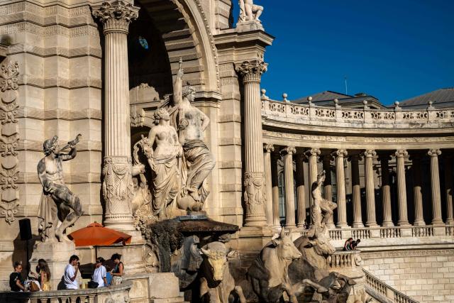 The Palais Longchamp, a neoclassical-Second Empire style palace and water tower built by French architect Henri-Jacques Espérandieu in 1869 is pictured on June 12, 2026 in Marseille, southern France. (Photo by MIGUEL MEDINA / AFP)