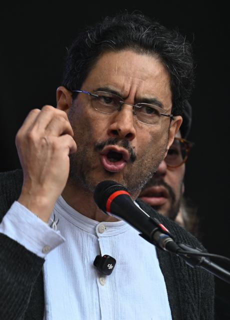 Colombia's presidential candidate for the Pacto Historico party Ivan Cepeda speaks during his closing campaign rally in Bogota on June 13, 2026. Colombia will hold the runoff presidential election on June 21. (Photo by Juan BARRETO / AFP)