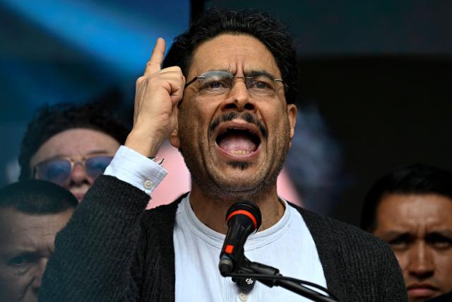 Colombia's presidential candidate for the Pacto Historico party Ivan Cepeda speaks during his closing campaign rally in Bogota on June 13, 2026. Colombia will hold the runoff presidential election on June 21. (Photo by Juan BARRETO / AFP)