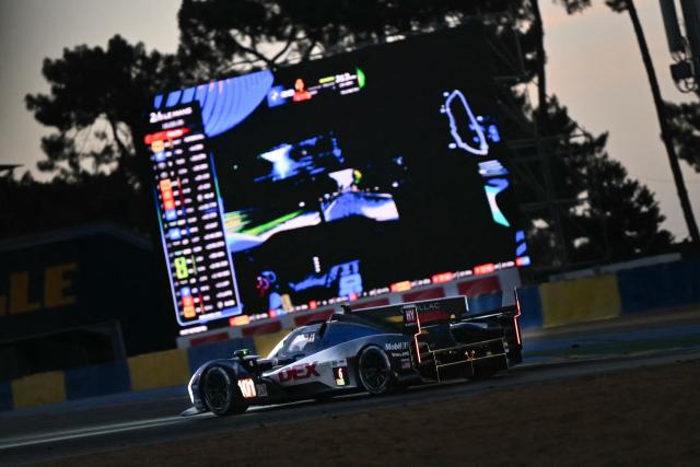 US Cadillac V-Series.R Hypercar #101 of CADILLAC WTR (LMDh) competes during the 94th edition of the 24 Hours of Le Mans, the motor endurance race, in Le Mans, western France, on June 14, 2026. (Photo by Lou BENOIST / AFP)