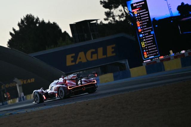 Japanese Toyota TR010 Hybrid Hypercar #7 of TOYOTA RACING (LMH) competes during the 94th edition of the 24 Hours of Le Mans, the motor endurance race, in Le Mans, western France, on June 14, 2026. (Photo by Lou BENOIST / AFP)