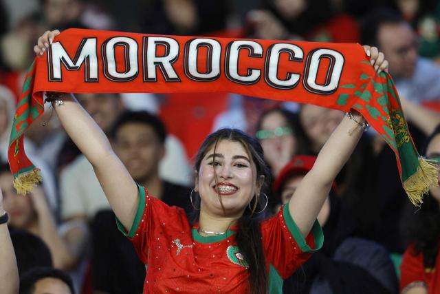 Fans gather to watch the 2026 World Cup football tournament match between Brazil and Morocco on a giant screen at Moulay el-Hassan Stadium, in the capital Rabat on June 14, 2026. Morocco and Brazil drew 1-1 in their Group C opening game at the MetLife Stadium. (Photo by Abdel Majid BZIOUAT / AFP)
