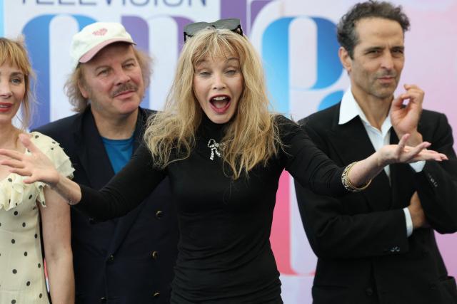 American-French singer and actress Arielle Dombasle poses during a photocall for the TV series "Les derniers jours de Charles Baudelaire" as part of the 65th Monte-Carlo Television Festival Principality of Monaco on June 14, 2026. (Photo by Valery HACHE / AFP)