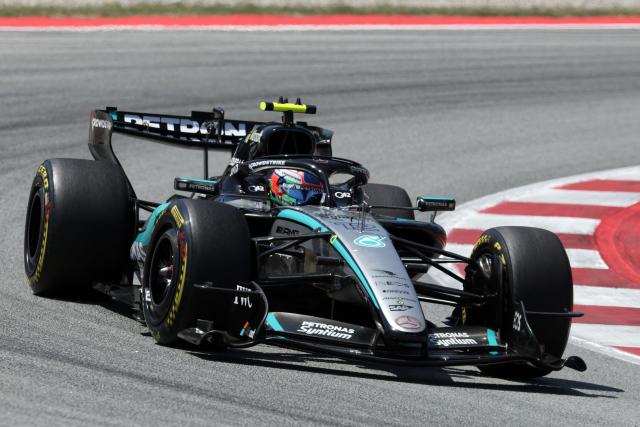 Ferrari's Monegasque driver Charles Leclerc competes in the Catalonia Formula One Grand Prix at the Circuit de Catalunya in Montmelo, on the outskirts of Barcelona, on June 14, 2026. (Photo by Lluis GENE / AFP)