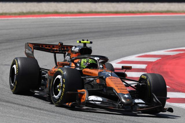 McLaren's British driver Lando Norris competes in the Catalonia Formula One Grand Prix at the Circuit de Catalunya in Montmelo, on the outskirts of Barcelona, on June 14, 2026. (Photo by Lluis GENE / AFP)