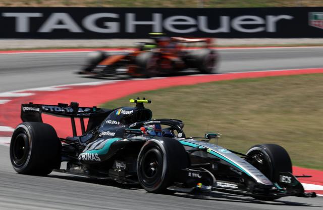 Mercedes' Italian driver Kimi Antonelli competes in the Catalonia Formula One Grand Prix at the Circuit de Catalunya in Montmelo, on the outskirts of Barcelona, on June 14, 2026. (Photo by Lluis GENE / AFP)