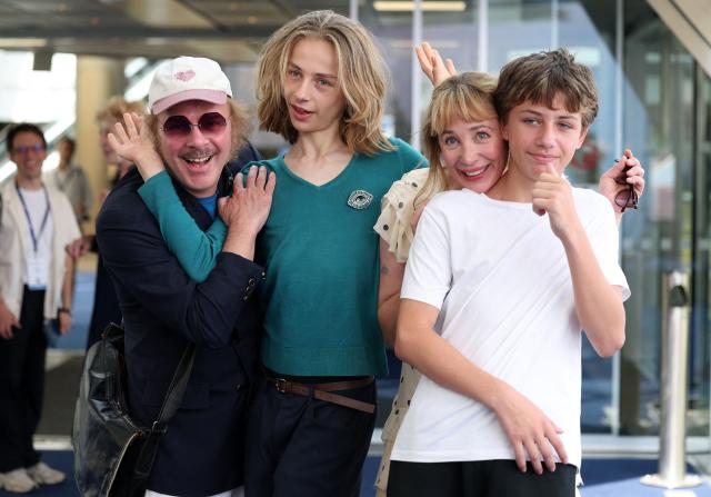 (L/R): French actors Philippe Katerine, Billy Blanchard, Julie Depardieu and Alfred Blanchard pose as part of the 65th Monte-Carlo Television Festival in the principality of Monaco on June 14, 2026. (Photo by Valery HACHE / AFP)