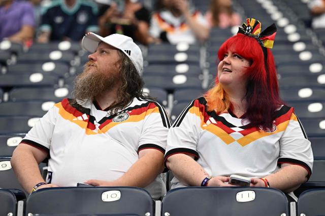 Germany supporters wait ahead of the 2026 World Cup Group E football match between Germany and Curacao at the Houston Stadium in Houston on June 14, 2026.  (Photo by Paul ELLIS / AFP)