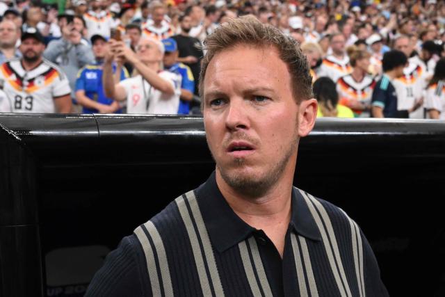 Germany's coach Julian Nagelsmann is seen ahead of the 2026 World Cup Group E football match between Germany and Curacao at the Houston Stadium in Houston on June 14, 2026.  (Photo by Paul ELLIS / AFP)