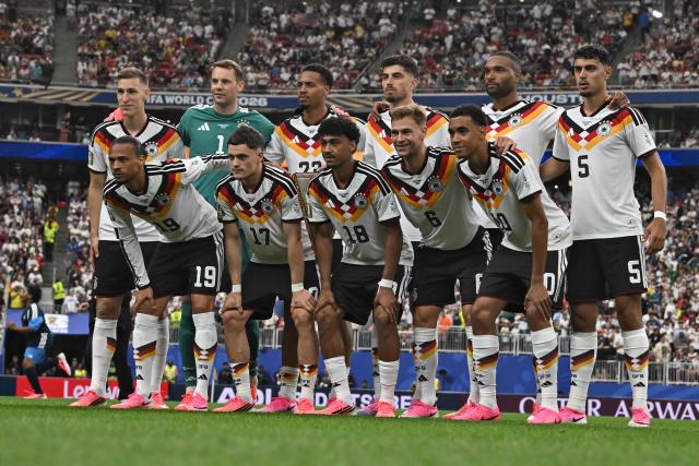 German players pose ahead of the 2026 World Cup Group E football match between Germany and Curacao at the Houston Stadium in Houston on June 14, 2026.  (Photo by Paul ELLIS / AFP)