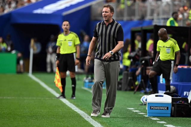 Germany head coach Julian Nagelsmann attends the 2026 World Cup Group E football match between Germany and Curacao at the Houston Stadium in Houston on June 14, 2026.  (Photo by Paul ELLIS / AFP)