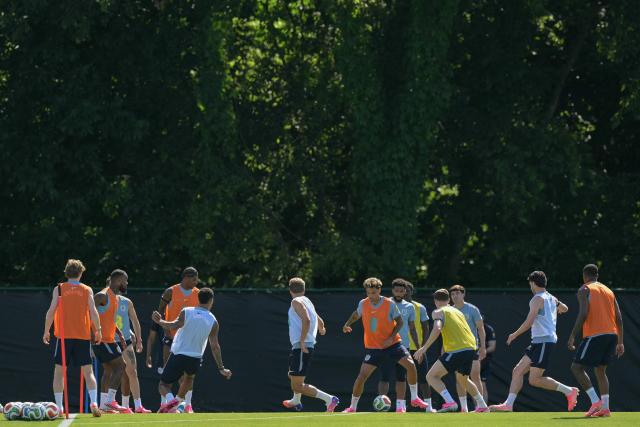 England's players take part in a training session at Swope Soccer Village in Kansas city on June 14, 2026, on the eve of their 2026 World Cup football tournament Group L football match against Croatia. (Photo by Juan MABROMATA / AFP)