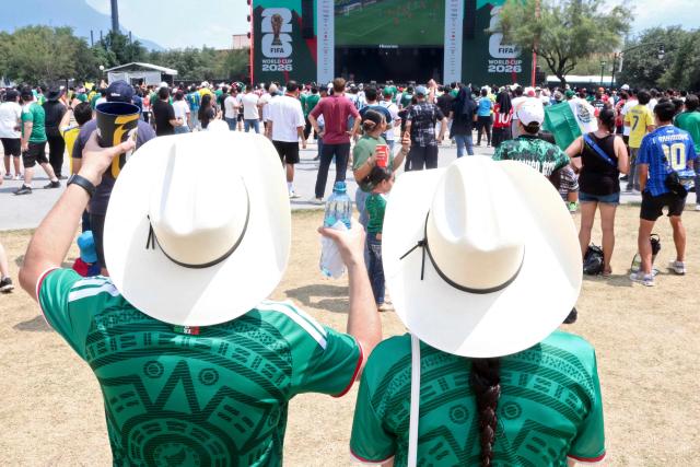 Fans watch the FIFA World Cup match between the Netherlands and Japan on a screen at the fan fest in Monterrey, Nuevo Leon state, Mexico, on June 14, 2026. (Photo by Julio Cesar SALAZAR / AFP)