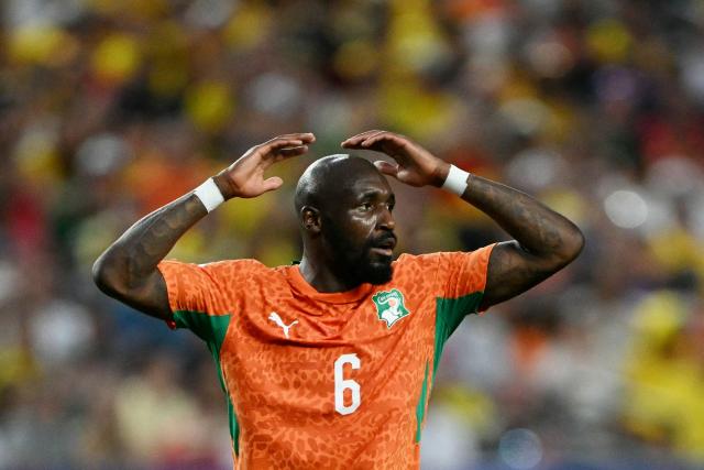 Ivory Coast's midfielder #06 Seko Fofana reacts after failing to score during the 2026 World Cup Group E football match between Ivory Coast and Ecuador at the Philadelphia Stadium in Philadelphia on June 14, 2026.  (Photo by MAURO PIMENTEL / AFP)