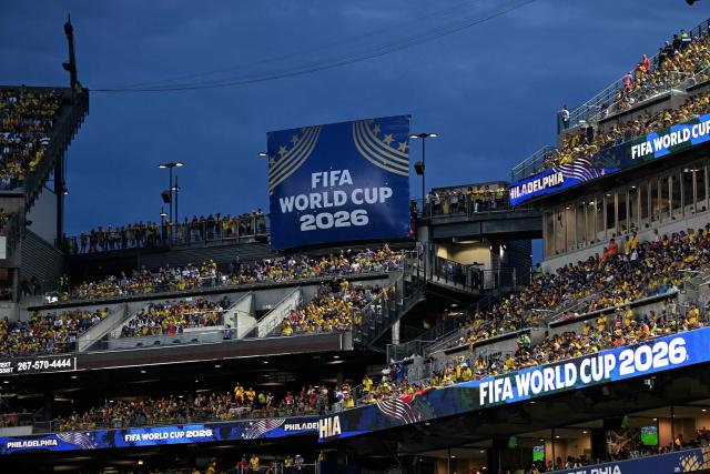 Ecuadorian fans attend the 2026 World Cup Group E football match between Ivory Coast and Ecuador at the Philadelphia Stadium in Philadelphia on June 14, 2026.  (Photo by MAURO PIMENTEL / AFP)