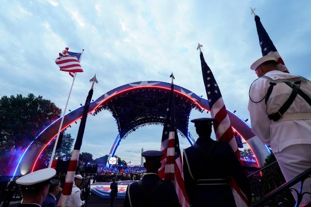 Members of the honour guard stand, ahead of the UFC Freedom 250 at the White House in Washington, DC, on June 14, 2026. (Photo by Elizabeth Frantz / POOL / AFP)