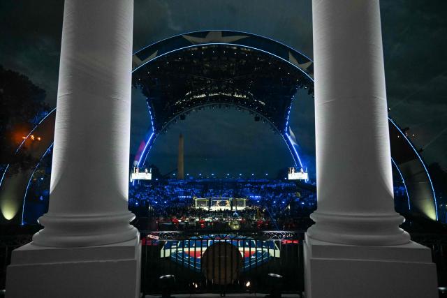 An overall view of the "UFC Freedom 250" mixed martial arts event on the South Lawn of the White House, as seen from the Blue Room Balcony of the White House in Washington, DC, June 14, 2026. (Photo by SAUL LOEB / POOL / AFP)
