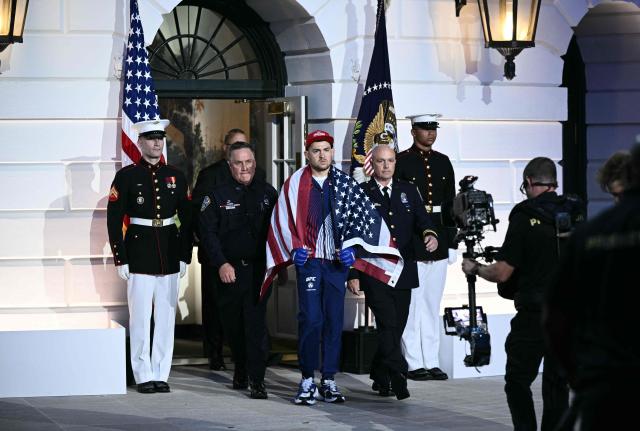 Mixed martial artist America's Steve Garcia arrives ahead of the "UFC Freedom 250" mixed martial arts event on the South Lawn of the White House in Washington, DC, June 14, 2026. (Photo by Brendan SMIALOWSKI / AFP)