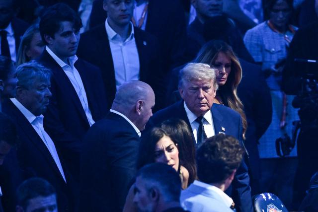 US President Donald Trump and First Lady Melania Trump attend the "UFC Freedom 250" mixed martial arts event on the South Lawn of the White House in Washington, DC, June 14, 2026. (Photo by Kent NISHIMURA / AFP)