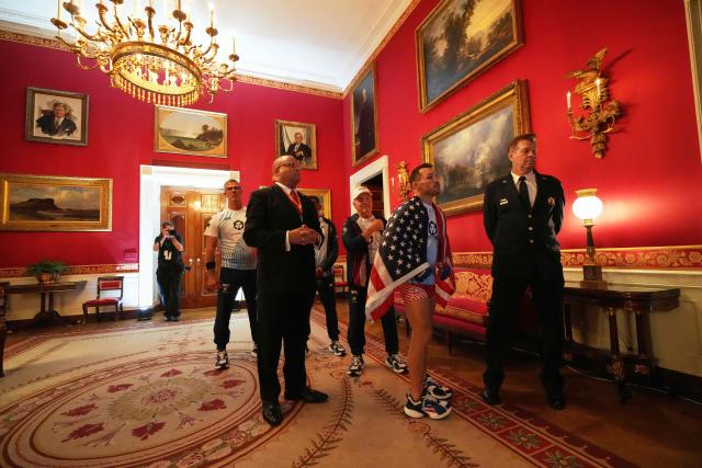 Brazil's mixed martial artist Mauricio Ruffy waits in the Red Room of the White House before his lightweight bout with America's mixed martial artist Michael Chandler during UFC Freedom 250 on the South Lawn of the White House, in Washington, DC, on June 14, 2026. (Photo by Jacquelyn Martin / POOL / AFP)