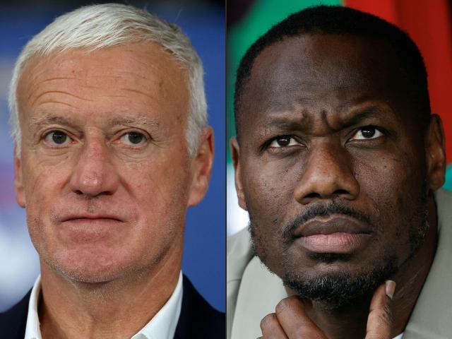 This combination of pictures created on June 14, 2026 shows
France's coach Didier Deschamps looks on ahead of the international friendly football match between France and Northern Ireland at the Pierre-Mauroy stadium in Villeneuve-d'Ascq, northern France on June 8, 2026, and Senegal's head coach Pape Thiaw is seen during the Africa Cup of Nations (CAN) round of 16 football match between Senegal and Sudan at Grand Stadium in Tangiers on January 3, 2026.. France and Senegal will meet in a 2026 World Cup Group I football match at the New York/New Jersey Stadium in East Rutherford on June 16, 2026. (Photo by FRANCK FIFE and Abdel Majid BZIOUAT / AFP)