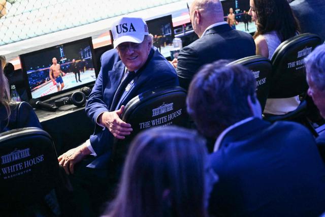 US President Donald Trump attends the "UFC Freedom 250" mixed martial arts event on the South Lawn of the White House in Washington, DC, June 14, 2026. (Photo by Kent NISHIMURA / AFP)