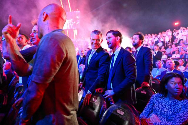 US Secretary of Defense Pete Hegseth attends the "UFC Freedom 250" mixed martial arts event on the South Lawn of the White House in Washington, DC, June 14, 2026. (Photo by Kent NISHIMURA / AFP)