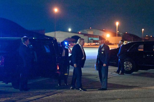 Guest US President Donald Trump arrives to board Air Force One before departing Joint Base Andrews in Maryland to fly to Evian-les-Bains, France, for the G7 summit on June 15, 2026. Trump is heading to Evian, France to attend the G7 Summit. Allies from the G7 group of leading powers will seek common ground with US President at a summit in France that gets underway hours after the US and Iran agreed a deal to end the Middle East war. (Photo by Mandel NGAN / AFP)